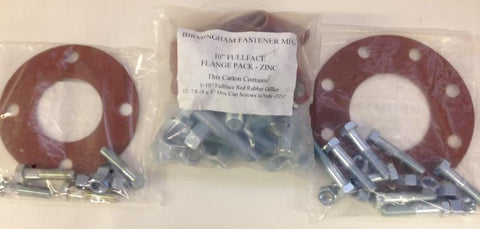Birmingham Fasteners Full Faced Flange Gasket with Bolts and Nuts