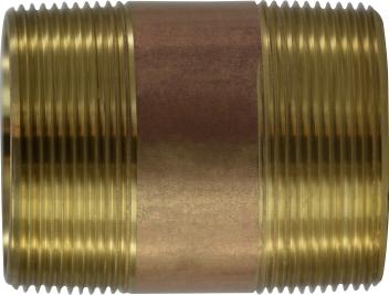 2 Inch Threaded Red Brass Threaded Nipple